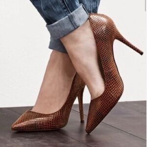White House Black Market Brown Snakeskin Heels